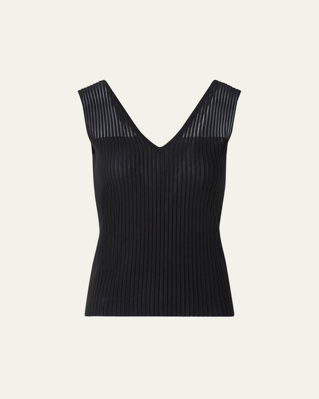 Lined Semi-Transparent Shoulder Knit Top